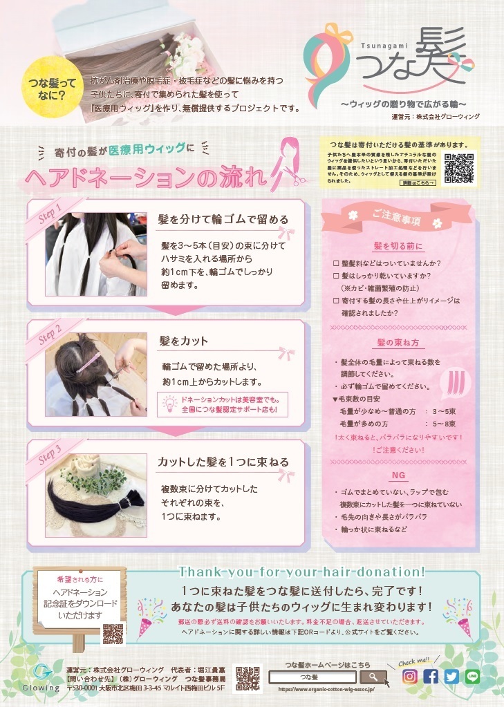つな髪のヘアドネーションの手順説明書